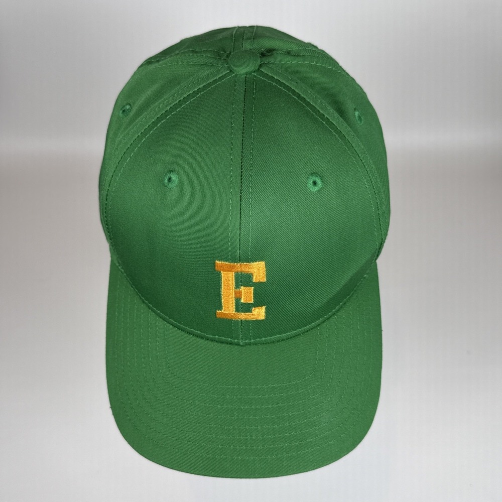 Pacific Headwear Green Adjustable Hook & Loop Strap Hat Gold Embroidered E Cap
